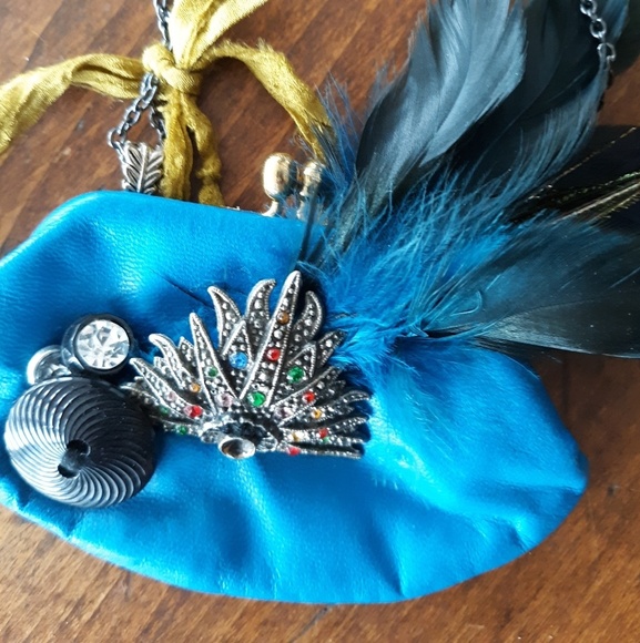 Artisan Upcycled Art Deco Pouch Necklace - Picture 4 of 8